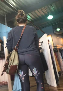 Cute Chubby Girl in Tights Store Candid Photos