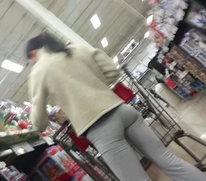 Ass in Grey Tight Pants Supermarket Creepshot
