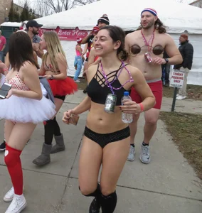 Sexy brunette in her panties for a panty run