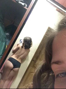 Cute Topless Girl Home Mirror Selfie in Black Panties - Hot Ass