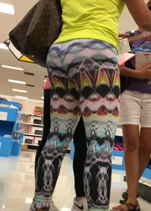 Milf shopping at Target in patterned leggings