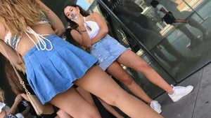Candid Street Girl in a Skirt With Hot Legs Creepshot