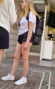 Hot Blonde Teen in Mini Shorts With Nice Slim Legs Street Creepshots Gallery
