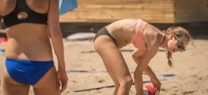 Beach volleyball babes in bikinis