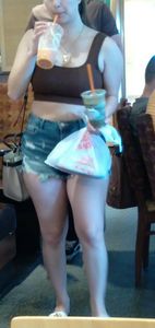 Busty and thick in short shorts
