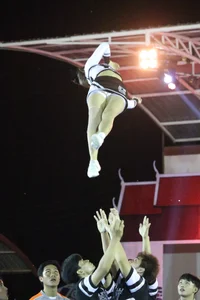 Bunch of athletic Thai cheerleaders at a competition