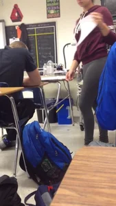 Candid teen in leggings with vpl