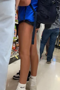 PETITE College Girl - Ass Cheeks, Slim Shorts, Tan Legs - INCREDIBLE