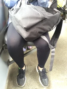 Girl in Black Tights Bus Candid