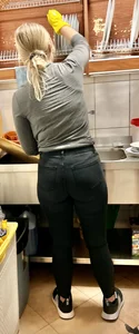 Blonde Worker with Big Ass Tight Black Jeans  (not OC)