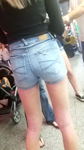 Petite white girl in tiny shorts