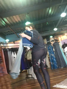 Cute Chubby Girl in Tights Store Candid Photos