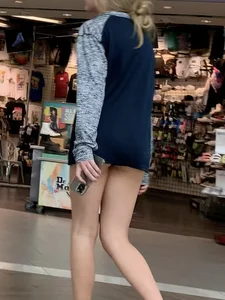 Incredible blonde beauty at mall