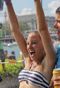 Boobs out in public in either bikini tops or bras