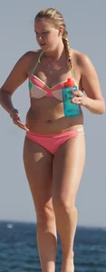 Thick blonde bikini babe on the beach