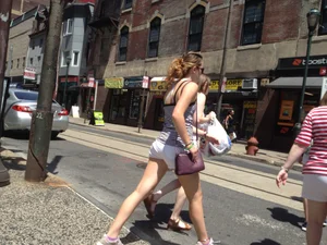 Philly girl with a nice ass in white shorts with vpl