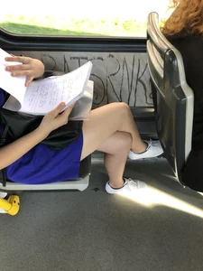 Girl Sitting with Crossed Legs - Hot Bus Creepshot