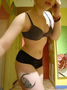 young sexy teen selfie in mirror and full body underwear