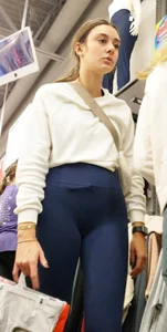 Very Cute Girl with Nice Body in Tight Blue Leggings with VTL