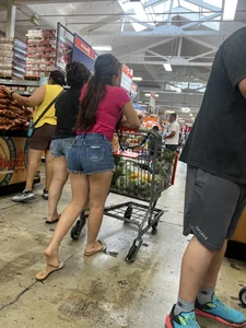Beautiful Latina booty short denim shorts  bonus fat ass spandex