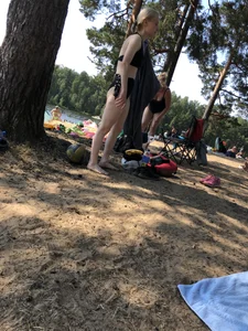 Group of Girls in Swimsuits at a Lake Beach