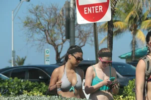 Sexy Florida beach bikini girls, some topless
