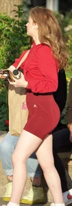 Pretty girl with short shorts wedgie and a great butt & face shots