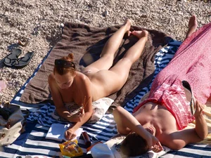 Nude beach and topless girls