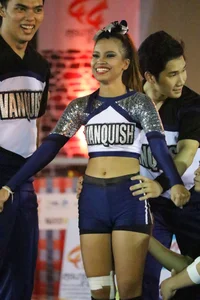 Bunch of athletic Thai cheerleaders at a competition