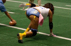Sexy female football players with hot bodies
