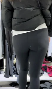 Tall glasses girl shopping in leggings