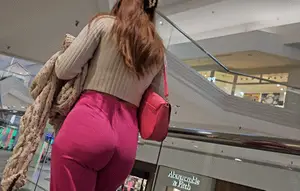 (GIFS) Latina Milf Nice Ass in Hot Pink Trousers