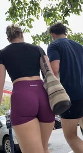 Tight Fit Blonde with Incredible Bubble Butt in Magenta Aurola Shorts