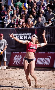Sexy beach volleyball girls in bikinis