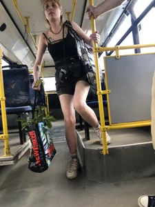 Girl in Mini Shorts with Nice Legs Public Bus Candid Pics