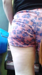 Girl at the record store in shorts with a nice booty and vpl