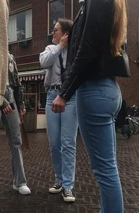 Various hot butts in tight jeans on the street and inside cafes, some teens too