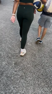 Beautiful Curly Haired Babe in Green Lululemon (OC) + GIFS
