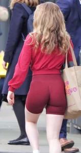 Pretty girl with short shorts wedgie and a great butt & face shots