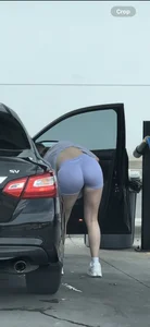 Diosafit spandex shorts on Latina girl @ car wash  Super nice booty!