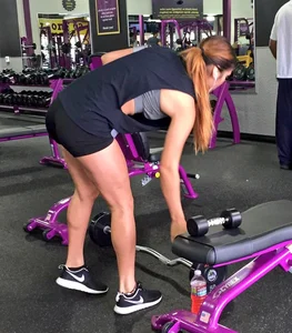 Fit Muscular Girl Working Out and Bend Over in a Gym Sexy Creepshot