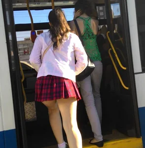Public Bus Candid - Sexy Teen with Stocky Legs