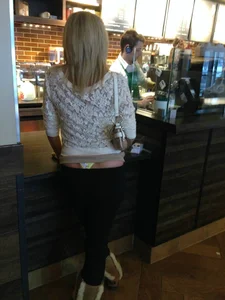 Blonde Milf With Whale Tail Panties Cafe Creepshot