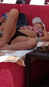 Bikini Brunette Laying Down