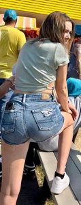 Perfect ass in denim shorts