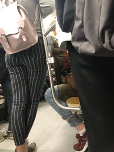 Sexy Booty in Striped Pants Subway Train Creepshot