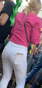 Blond in white tight jeans - very hot