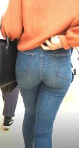 Teen in tight jeans with a good butt