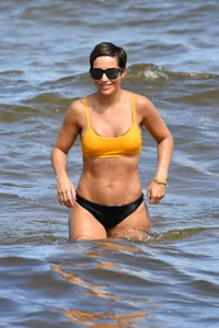 Frankie Bridge nip slips in a bikini on the beach