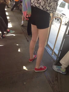 Shorts and Skinny Legs Bus Creepshot